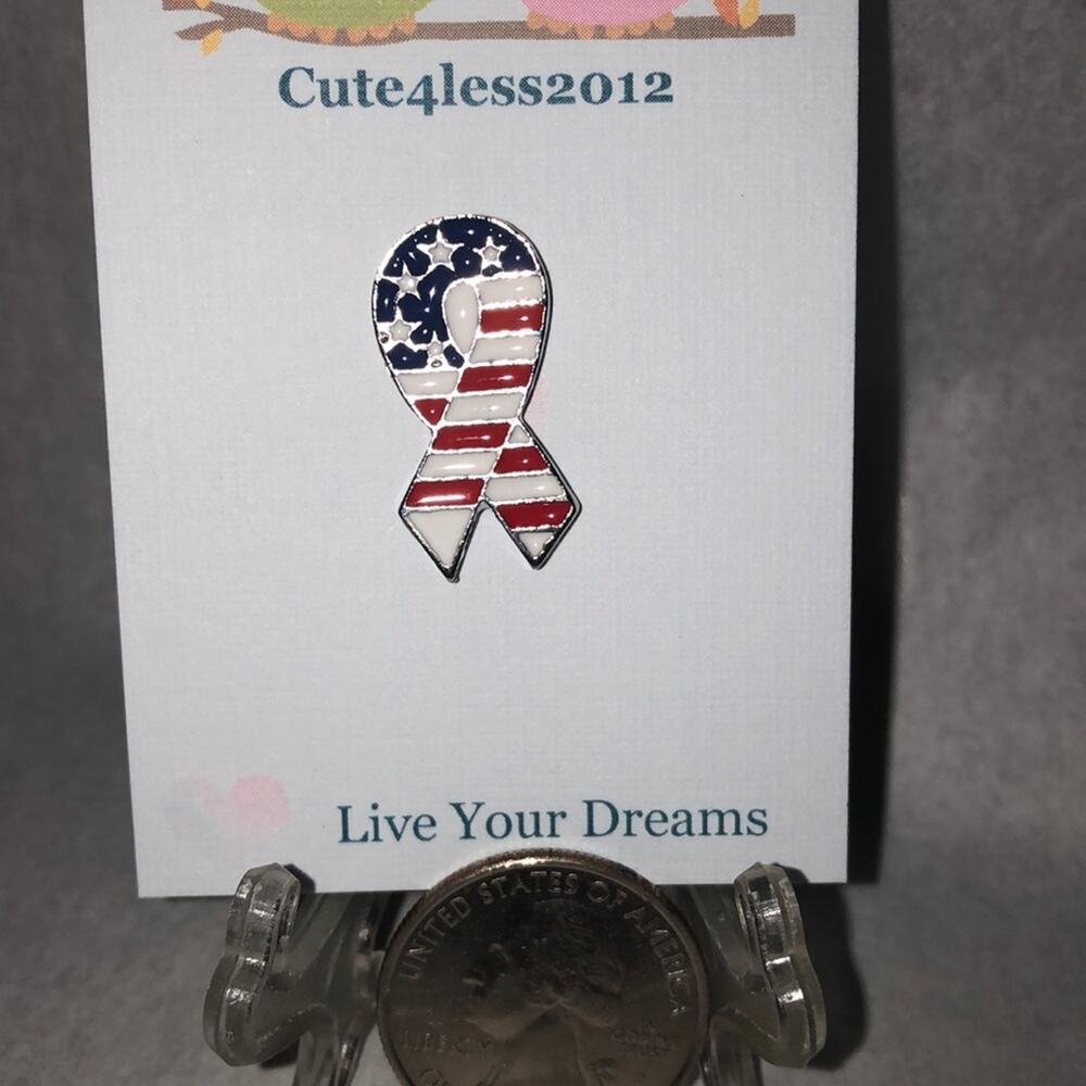 American Flag Ribbon Pin Brooch Independence Day
